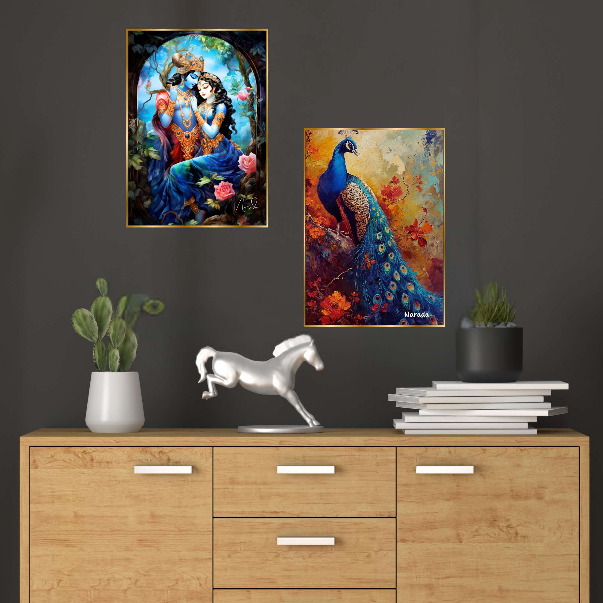 Set of Two Wall Paintings for Wall Dacoration Golden Framed Wall Paintings for Living Room & Bedroom Wall Art for Home Decoration & Office Wall Décor (14x11 inch CH-GD2-5)
