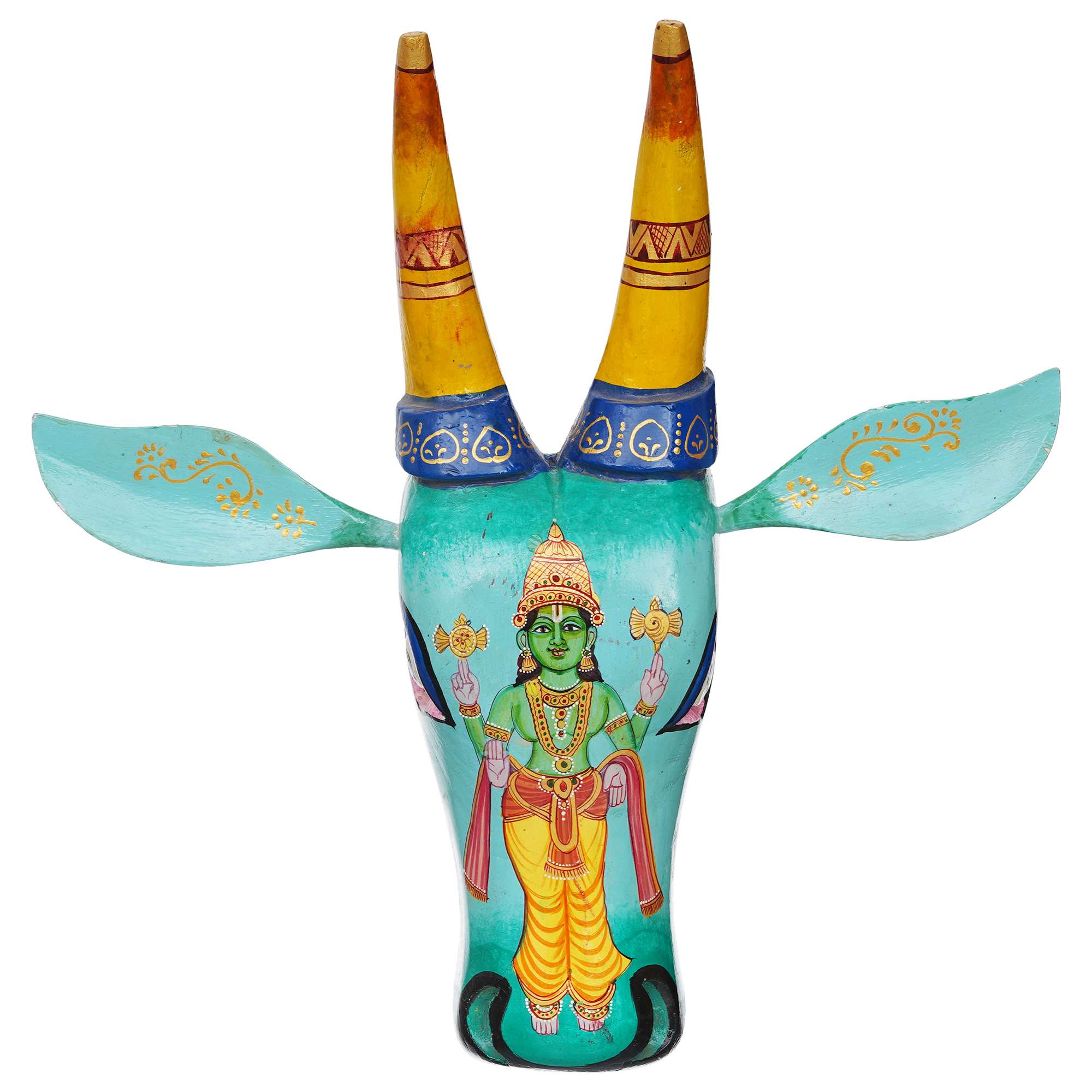 Handpainted Cow Head VISHNU JI | Bull Head | Wall Decor | Vintage Decor | Nandi | Home Dcor - Image 3