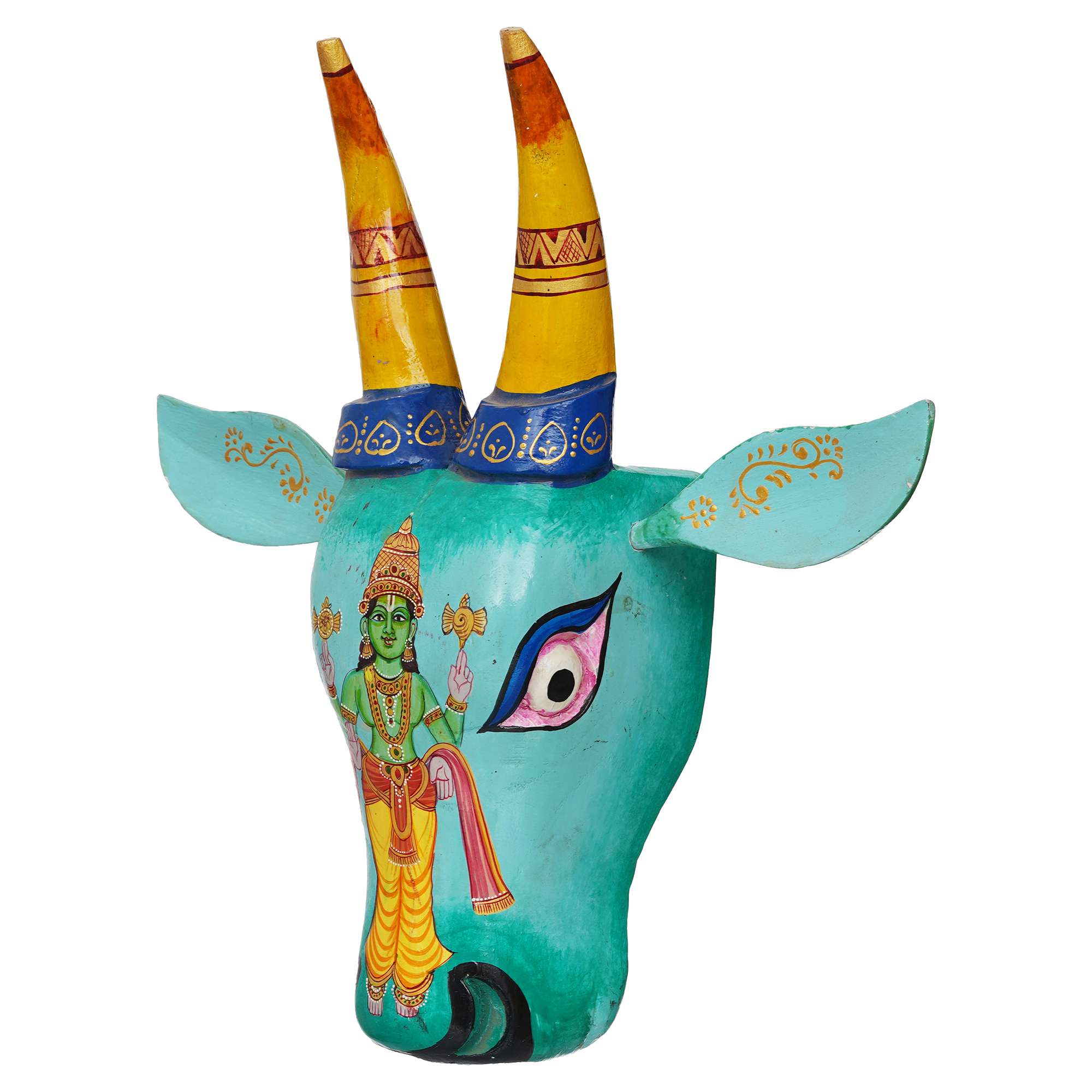 Handpainted Cow Head VISHNU JI | Bull Head | Wall Decor | Vintage Decor | Nandi | Home Dcor - Image 4